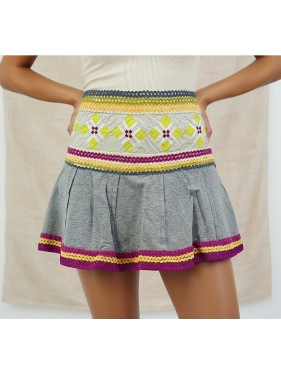 Free People Dresses & Skirts - VTG Free People Archival 2004 Eagle Tag Mini Skirt 6| Y2K Indie Sleaze Boho Luxe